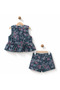 Girls' Front Tie Peplum Blouse and Shorts Set - 3