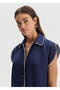Navy Blue Linen Tunic with Contrast Detail - 3