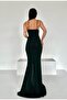Thin Straps Double Breasted Collar Flowers Fabric Evening Dress 582081 Emerald - 4