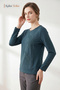 Women's Emerald Pansy Patterned, Embroidered on the Chest, Stoned, Mother Cotton Blouse - 2