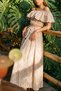 Off-Shoulder Madonna Collar Scallop Brode Gipe Fabric Rope Belted Romantic Summer Vacation Women's Suit Set - 3