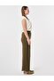 Non Denim Trousers with Stitching Detail Dark Khaki - 5