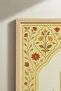 Red Flower Arabic Script Single Wooden Table on Cream Background Natural Wood Framed Home and Business Table - 4