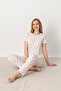 Patterned Viscon Honeycomb Fabric Short Sleeve Women's Pajama Set