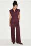 Women's Plum Padded Belt Detailed Pocketed Vest with Elastic Waist Pocketed Modal Suit 7502 60286137 - 5