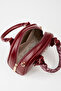 Women's Peony Burgundy Scarf Gift Artificial Leather Medium Size Zipper Closure Handbag and Shoulder Bag - 5
