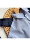 Collar Detailed Blue and White Striped Shirt and Muslin Fabric Lace-Up Shorts (Three Pieces) - 3