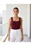 Summer Wide-Strapped Square Neck Ribbed Knit Blouse Undershirt