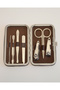7-Piece Stylish Leather Boxed Manicure Set – Portable Practical Nail Care Set in a Bag Brown