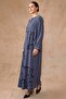 Garni and Stone Detailed Cupra Silk Large Size Robe Dark Blue 6856 - 5
