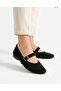 Women's Black Stoned Single Strap Soft Sole Stylish Comfortable Daily Ballet Shoes