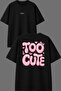 Too Cute Design Front and Back Printed Black Oversize T-Shirt
