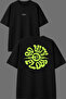 Go with Design Front and Back Printed Black Oversize T-Shirt