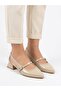 Women's Cream Thick Heel Comfortable Fit Heeled Ballerina Shoes