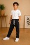 Boy's Linen Trousers Elastic Waist Lace-Up Comfortable Fit Summer Casual Beige-Black Trousers - 2