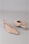 Seç 5132-1 Genuine Leather Heel-Style Women's Shoes (Heel Height: 5 cm) Beige Suede - 7