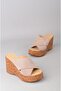 Seç 4022 Genuine Leather Padded Heel Slippers (Heel Height: 10 Cm, Platform: 3.5 cm) Mink Suede - 7