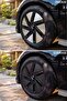 Hyundai Ioniq 6 Compatible Wheel Cover Sticker Set - Matte Carbon Black - 2