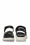 Women's Black Genuine Leather Casual Sandals with Thick White Soles - 6