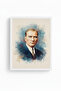 White Wooden Framed Mustafa Kemal Atatürk Printed Painting Huhu495 - Single Painting White Frame