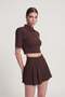 Padded Polo Collar Carolyn Tshirt Brown - 5