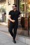 Men's Polo Collar Half Zipper Slim Fit T-Shirt - 4