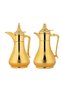 Luxury Gold-Plated Arabian Dallah Coffee Flask Set, 0.6L Capacity Each, Traditional Middle Eastern Thermal Carafe for Hot Tea & Arabic Coffee, Elegant Diamond Pattern Design, Set of 2 Premium Vacuum