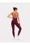 Women's Burgundy Color Slim Fit Cross Band Gathering Yoga Pilates Jumpsuit Sports Leggings Backless - 2