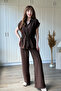 Linen Waist Tie Shirt and Trousers Brown Set - 4