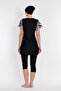 Short Sleeve Lycra Semi-Covered Swimsuit 6071 Dark Navy Blue02 - 3