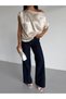 Women's Cream One-Shoulder Asymmetrical Cut Satin Blouse Hzl26W-Fry121171 - 4