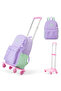 16.5” School Backpack w/ 4-Wheel Trolley–Lightweight Laptop School Bag Set, Glow Backpack Pink