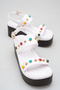 Alessia Rosetti White Beaded Women's Colorful Bead Detailed Daily Double Strap Ankle Strap Wedge Heeled Sandals