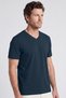 Men's Vision V-Neck Premium Quality Dense Textured Cotton T-Shirt Navy Blue M102-R0220-07 - 4
