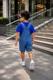 Unisex Model Cute Character Embroidery Patterned Cotton Denim Shorts There Are No Salopet Overalls-Short Sets - 4
