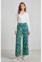 Women's Abstract Patterned High Waist Wide Leg Viscose Trousers - Plazzo Pants - 7