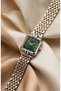 Vintage Women's Steel Watch Gold & Silver Mix Color Green Dial Square Case Old Money Luxury Elegant Stylish Women's Wristwatch |   Limited Edition 2026 - 5