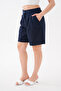 Women's Soft Fabric Pleated Shorts with Elastic Waist - 2