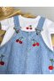 Ruffled Baby Girl Denim Salopet Set - 100% Cotton - 2
