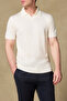 Lido Viscose Viscose Blended Modern Fit Ecru Jonny Polo Collar Men's Plain Polo Shirt