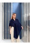 Women's Navy Blue Front Detailed Poncho Cardigan Frv0192 - 2
