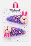 2-Piece Children's Snap Clips with Rabbit Figures – Purple Glittery Transparent Color Hair Clip Set - 2