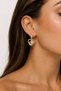 Brass Gold Color Zircon Stone Heart Model Moon Star Embroidery Women's Earrings - 2