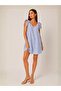 Blue and White Striped Sleeveless Mini Dress with Tie Straps, Summer Casual Cut