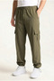 Men's Khaki Cargo Pocket Parachute Fabric Elastic Waist Loose Fit Jogger Pants - 5
