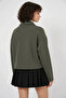 Women's Classic Collar Buttoned Cotton Khaki Sweatshirt - 3