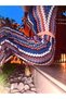 Women's Navy Blue Ethnic Patterned Crop Blouse and Wide Leg Pants Bottom Top Set - 8
