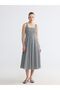 Lcw Comfort Black Square Neck Plaid Waist-Sitting Dress - 2