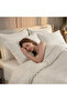 6 Piece Double Duvet Cover Set with Elastic Fitted Sheet - Microfiber Satin Stripe 200x200+30cm Deep Pocket Hotel Quality Luxury