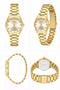 Stone Detailed Gold Color Metal Cord Gold Dial Women's Wristwatch - 3